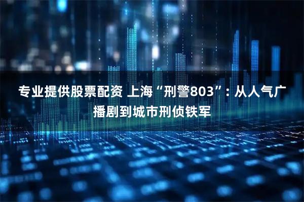 专业提供股票配资 上海“刑警803”: 从人气广播剧到城市刑侦铁军